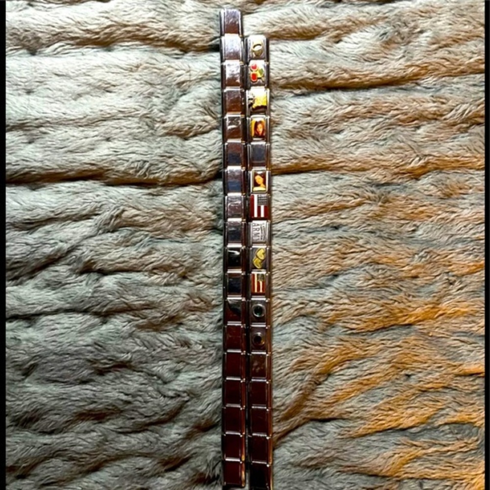 ZOPPINI STAINLESS STEEL ITALIAN STRETCH CHARM BRACELETS LOT OF 2 Vintage